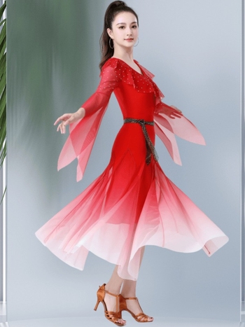 Rochie de dans pentru square dance cu plasă – amestec poliester, căptușeală poliester, potrivită pentru scenă, balet, dans etnic și latino, primăvară-vară-toamnă