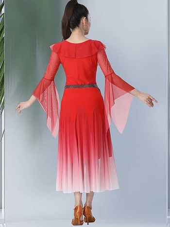 Rochie de dans pentru square dance cu plasă – amestec poliester, căptușeală poliester, potrivită pentru scenă, balet, dans etnic și latino, primăvară-vară-toamnă