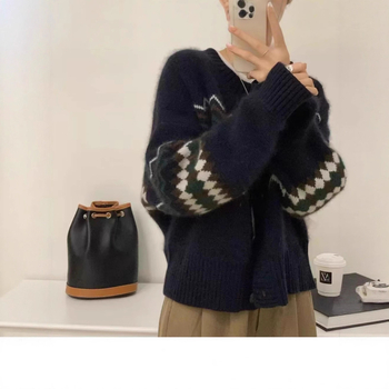 Kórejský štýlový dámsky vlnený kardigán, 95% vlna, okrúhly výstrih, dlhé rukávy