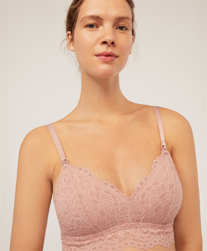 Maternitetni grudnjak za dojenje s odvojivim dvostrukim naramenicama, tanke oblikovane košarice, najlonski materijal, funkcija dojenja