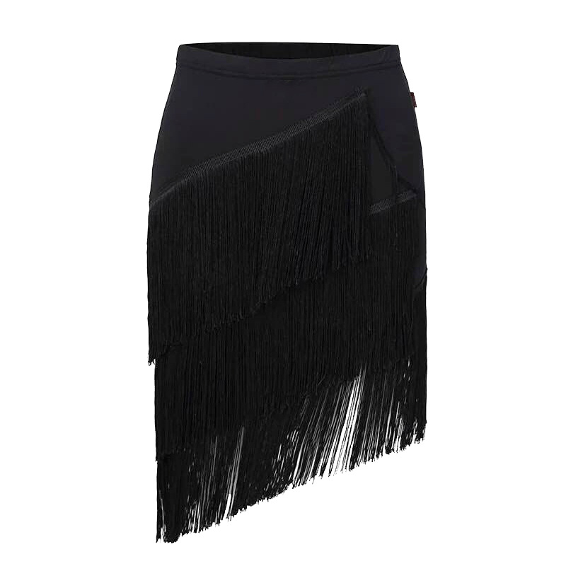 Fustă de dans Latin pentru adulți, margine neregulată cu ciucuri - material Nylon Ice Silk; potrivită pentru dans Latin, scenă și dans modern; pentru femei adulte