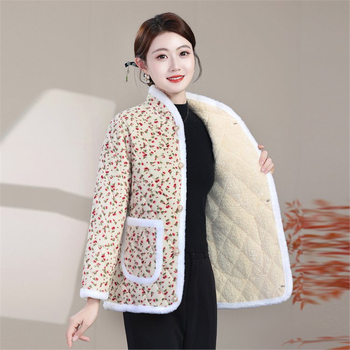 Cvjetna chenille pamučna jakna, opuštenog kroja, dugi rukavi, V-izrez, jednostruko kopčanje, debela, 3D uzorak, jesen-zima 2025