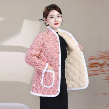 Cvjetna chenille pamučna jakna, opuštenog kroja, dugi rukavi, V-izrez, jednostruko kopčanje, debela, 3D uzorak, jesen-zima 2025