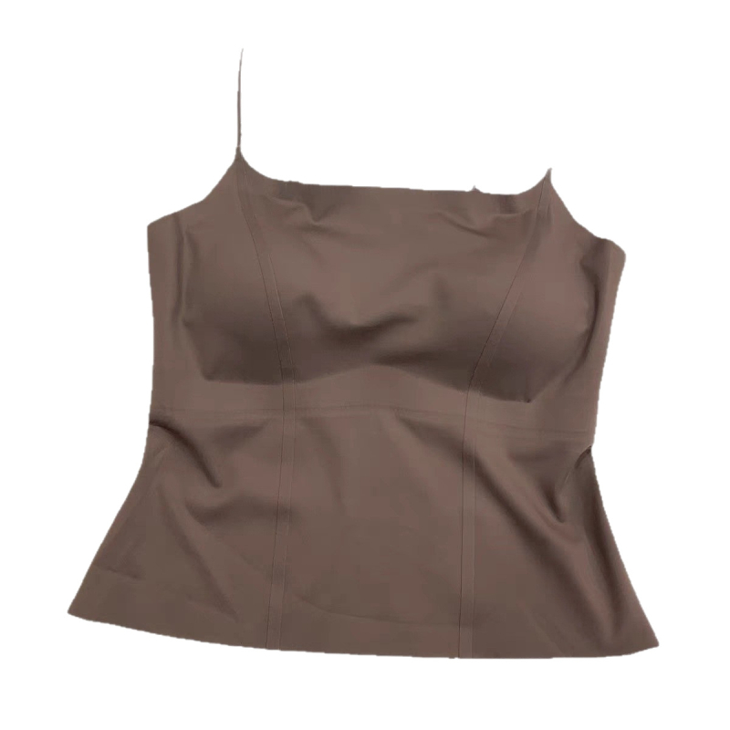 Top bustier fără cusături cu burete încorporat, spate subțire (Material: Nylon; Conținut principal: 70-80% Nylon; Categorie: top bustier/tank top; Tip cupe: Cupă completă; Lungime: talie)