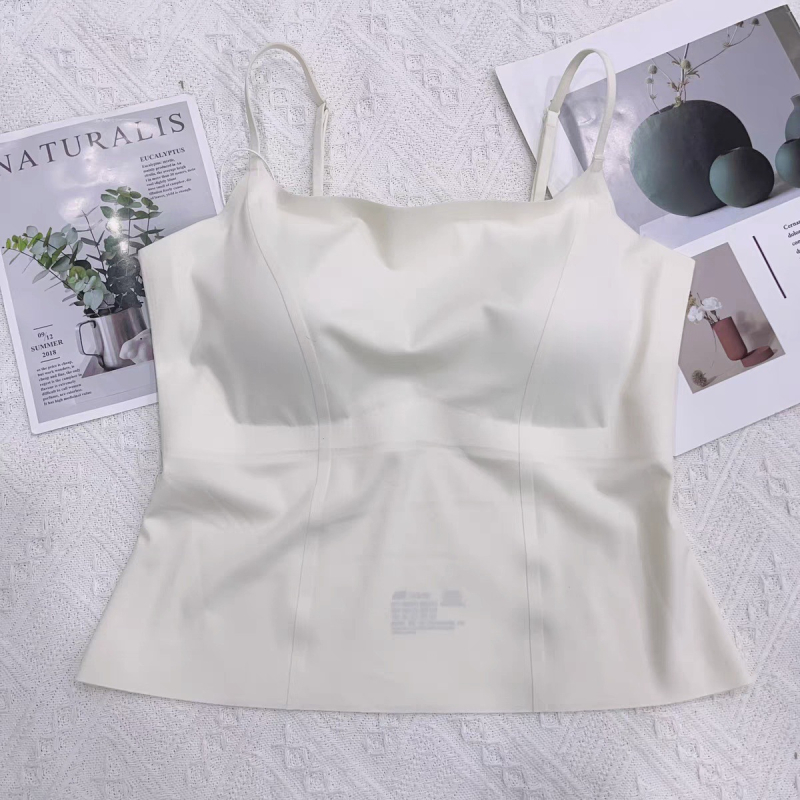 Top bustier fără cusături cu burete încorporat, spate subțire (Material: Nylon; Conținut principal: 70-80% Nylon; Categorie: top bustier/tank top; Tip cupe: Cupă completă; Lungime: talie)