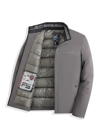 Geacă din bumbac cu umplutură poliester, căptușeală poliesterică, fermoar, buzunare laterale — croială slim, pentru iarnă