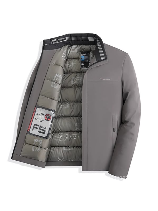 Geacă din bumbac cu umplutură poliester, căptușeală poliesterică, fermoar, buzunare laterale — croială slim, pentru iarnă