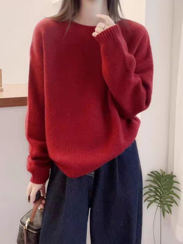 Γυναικείος Κουκούλα Μαλλί Πλεκτό Πουλόβερ, 95% Μαλλί, Κυκλική Λαιμόκοψη, Μακριά Μανίκια, Παχύ