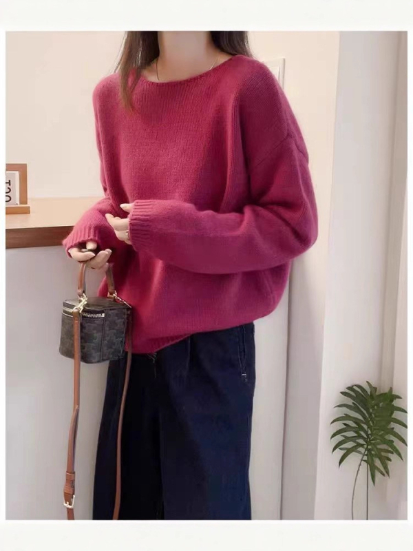 Γυναικείος Κουκούλα Μαλλί Πλεκτό Πουλόβερ, 95% Μαλλί, Κυκλική Λαιμόκοψη, Μακριά Μανίκια, Παχύ