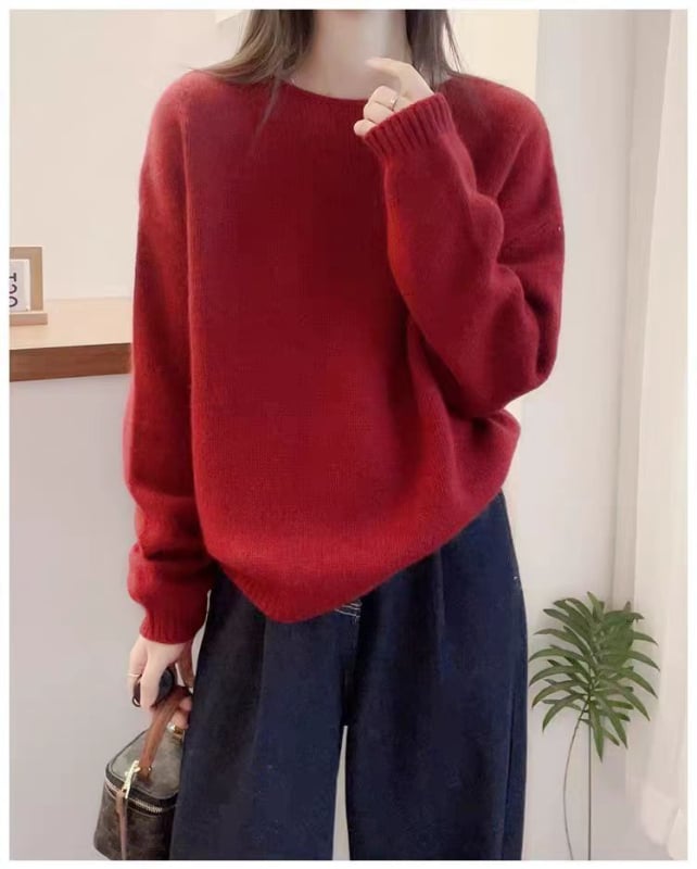 Γυναικείος Κουκούλα Μαλλί Πλεκτό Πουλόβερ, 95% Μαλλί, Κυκλική Λαιμόκοψη, Μακριά Μανίκια, Παχύ