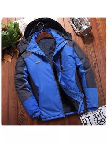 Palton bărbătesc din bumbac, căptușit cu fleece, fermoar frontal, guler înalt, model solid, material poliester