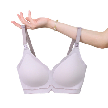 Sutien za dojenje bezšivan, tanakih oblik košarica, najlon tkanina, podstava poliester 30–50%, fiksne dvostruke naramenice, stražnje zatvaranje s tri reda kukica, čipkast rub, Norbay Love
