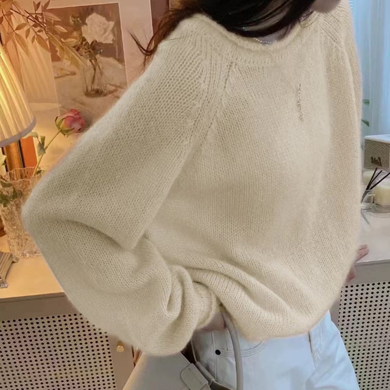 Ženski vuneni džemper s kapuljom, udoban kroj, okrugli izrez, dugi rukavi, debelo pletenje