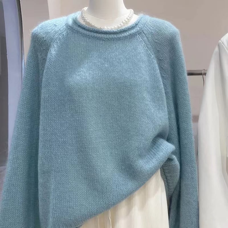 Ženski vuneni džemper s kapuljom, udoban kroj, okrugli izrez, dugi rukavi, debelo pletenje