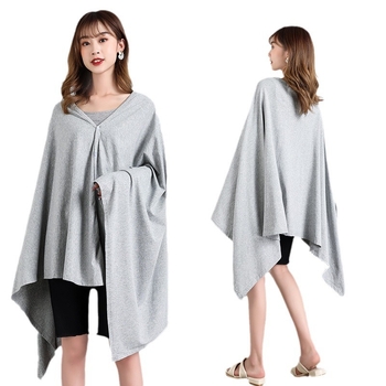 Kardigan za dojenje s prednjim otvorom, okrugli izrez, dugi rukavi, pamuk-elastan smjesa