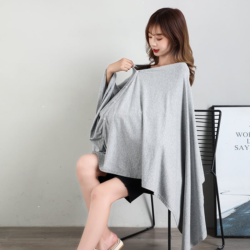 Kardigan za dojenje s prednjim otvorom, okrugli izrez, dugi rukavi, pamuk-elastan smjesa