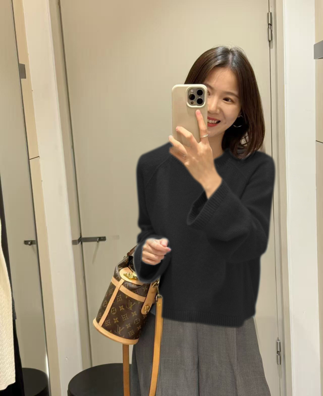 Ženski kašmir džemper s kapuljacom i okruglim izrezom, redoviti kroj, mješavina kašmira 30–50%, elegantan gradski stil