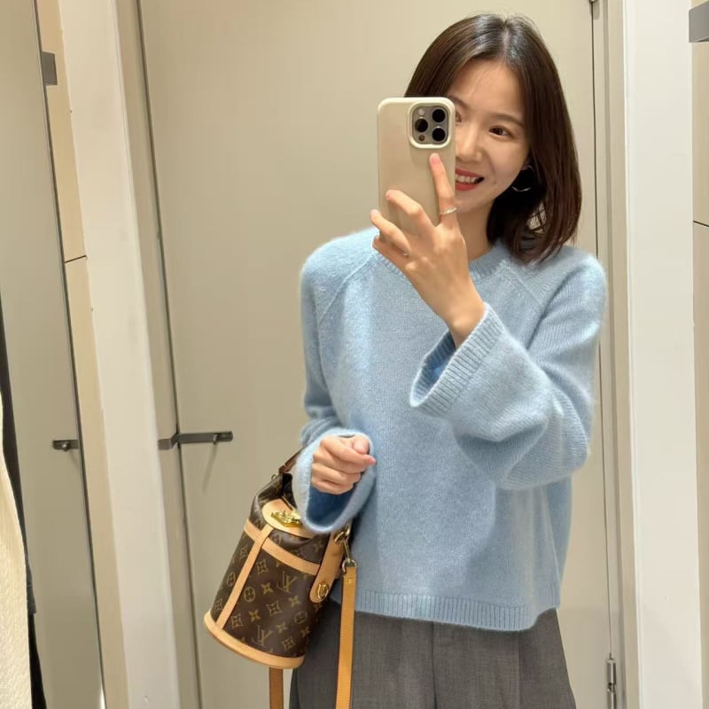 Ženski kašmir džemper s kapuljacom i okruglim izrezom, redoviti kroj, mješavina kašmira 30–50%, elegantan gradski stil