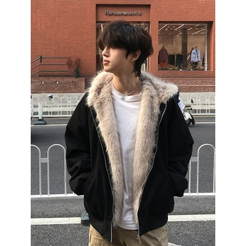 Ανδρικό καπιτονέ μπουφάν με κουκούλα, φερμουάρ και γέμισμα πολυεστέρα, πλαϊνές τσέπες