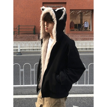 Ανδρικό καπιτονέ μπουφάν με κουκούλα, φερμουάρ και γέμισμα πολυεστέρα, πλαϊνές τσέπες