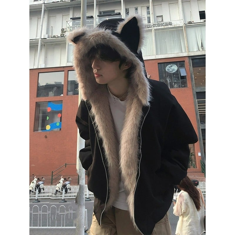 Ανδρικό καπιτονέ μπουφάν με κουκούλα, φερμουάρ και γέμισμα πολυεστέρα, πλαϊνές τσέπες