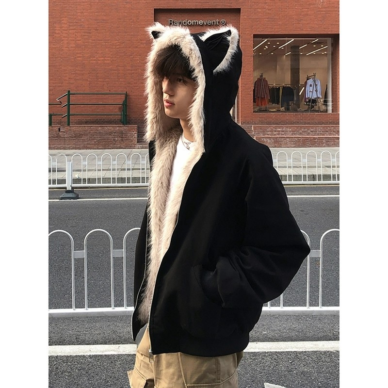 Ανδρικό καπιτονέ μπουφάν με κουκούλα, φερμουάρ και γέμισμα πολυεστέρα, πλαϊνές τσέπες