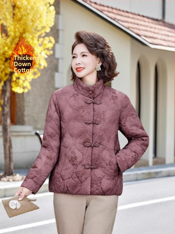 Moterų žiemos paltas su stovinčiu kaklu, gėlių raštas, fleece pamušalas, itin stora šiluma, užpildas: dirbtinis šilkas-pamatas