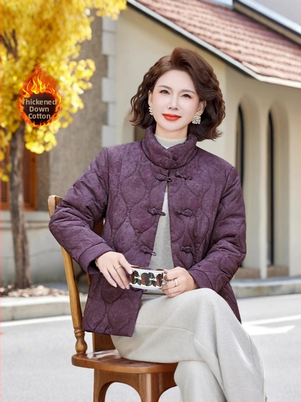 Moterų žiemos paltas su stovinčiu kaklu, gėlių raštas, fleece pamušalas, itin stora šiluma, užpildas: dirbtinis šilkas-pamatas