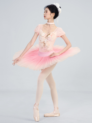 Body balet pentru femei – imprimeu cu flori rupte, material nylon, căptușeală poliester-viscoză, potrivit pentru balet și scenă