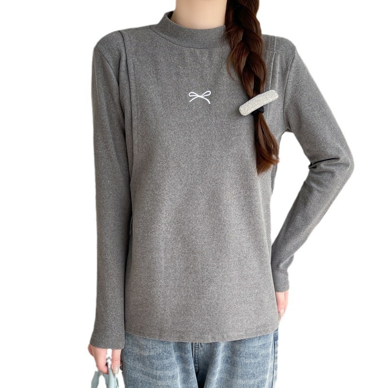 Top za dojenje nakon poroda s otiskom na prsima, Derong akrilna tkanina (90–95%), polu-visoki ovratnik, pulover