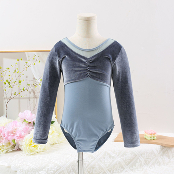 Dječji baletni trening kostim s dugim rukavima od korejskog velura, poliester tkanina, nježna obrada, stil 1628