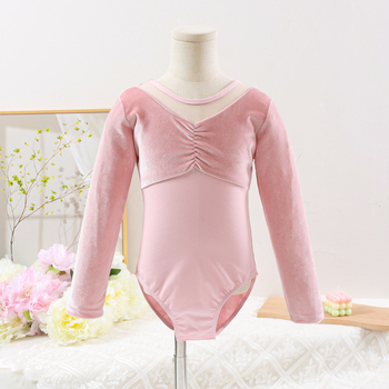 Dječji baletni trening kostim s dugim rukavima od korejskog velura, poliester tkanina, nježna obrada, stil 1628