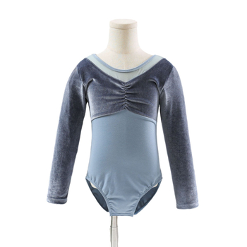 Dječji baletni trening kostim s dugim rukavima od korejskog velura, poliester tkanina, nježna obrada, stil 1628