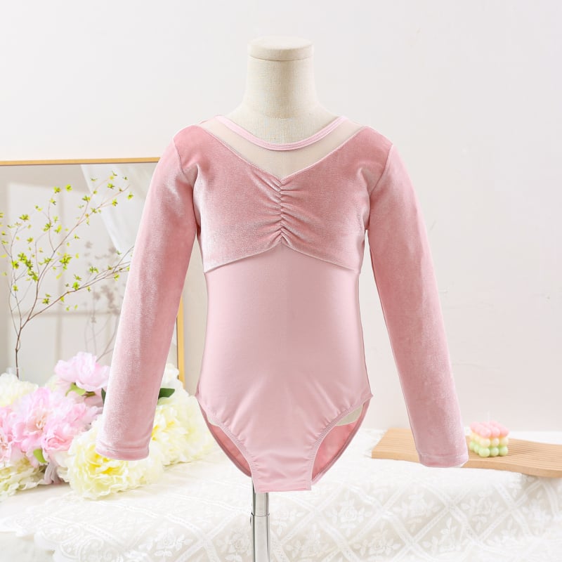 Dječji baletni trening kostim s dugim rukavima od korejskog velura, poliester tkanina, nježna obrada, stil 1628