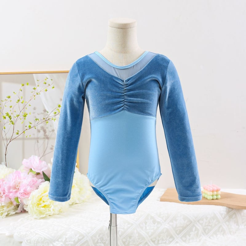 Dječji baletni trening kostim s dugim rukavima od korejskog velura, poliester tkanina, nježna obrada, stil 1628