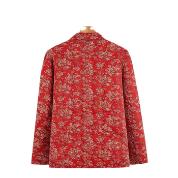 Ženski zimski kaput od pamuka s punilom od svile-pamuka, debeo, stojeći ovratnik, uzorak u skladu s bojama, obična duljina (50–65 cm)