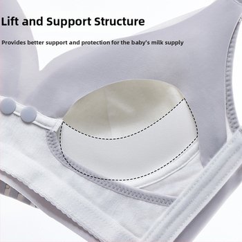 Sutien za dojenje s tankim oblikovanim košaricama, fiksni dvostruki kaiševi, najlon tkanina s pamukom podstavom, za sve faze dojenja (Materijal: najlon; Podstava: pamuk; Sadržaj podstave: 100%; Tip košarica: tanki oblikovani; Trake: fiksni dvostruki)