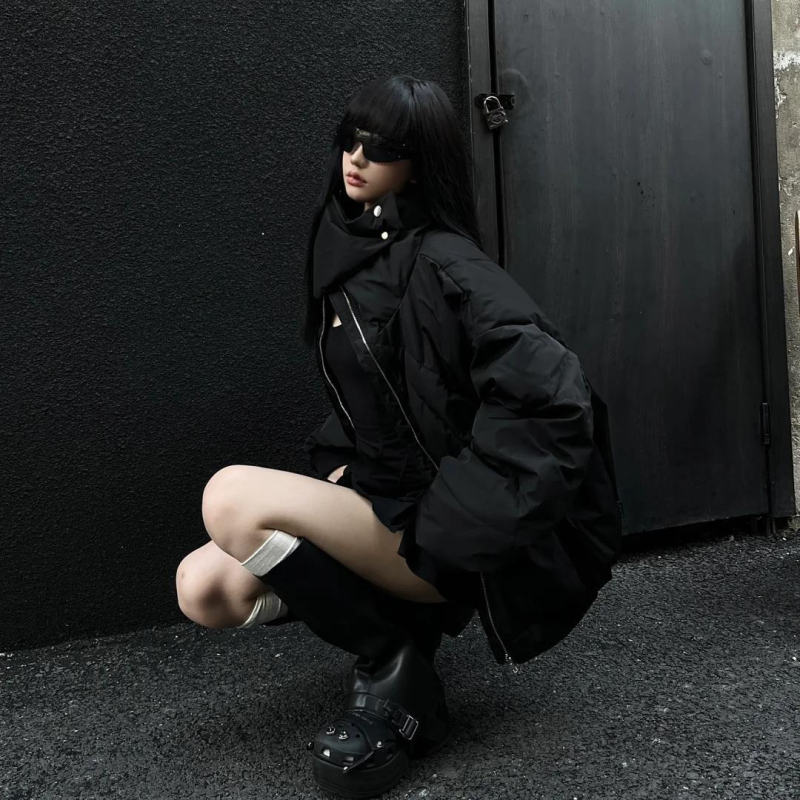 Унисекс яке с дебел пълнеж от полиестер и патчворк дизайн, свободен силует, цип, зимно