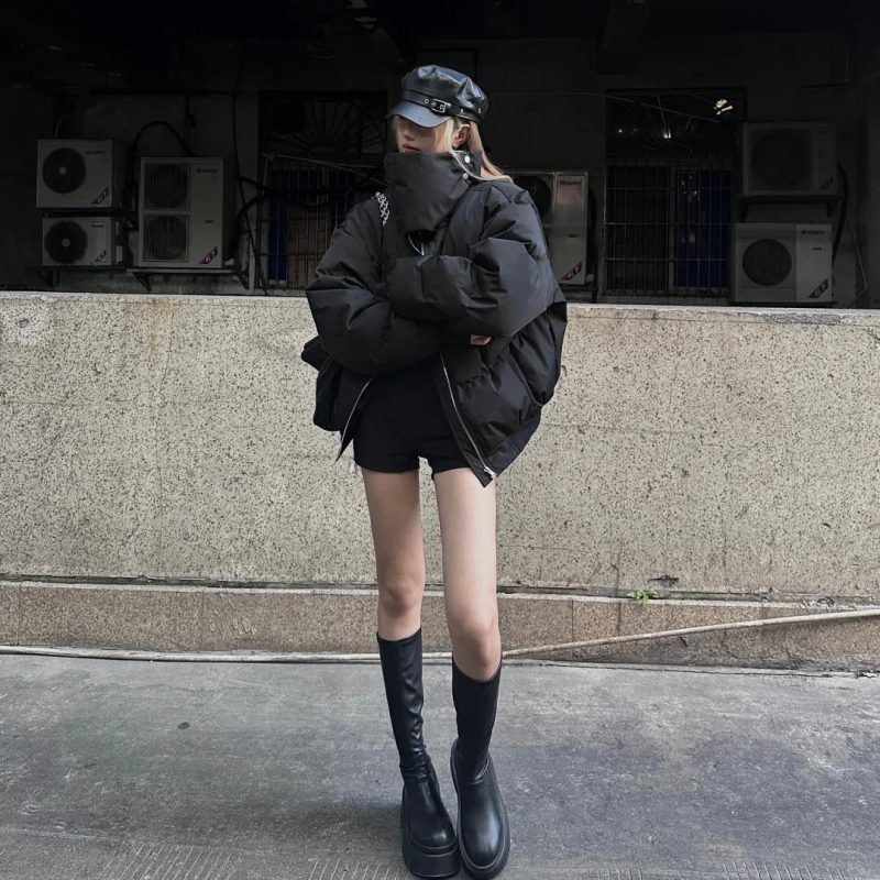 Унисекс яке с дебел пълнеж от полиестер и патчворк дизайн, свободен силует, цип, зимно