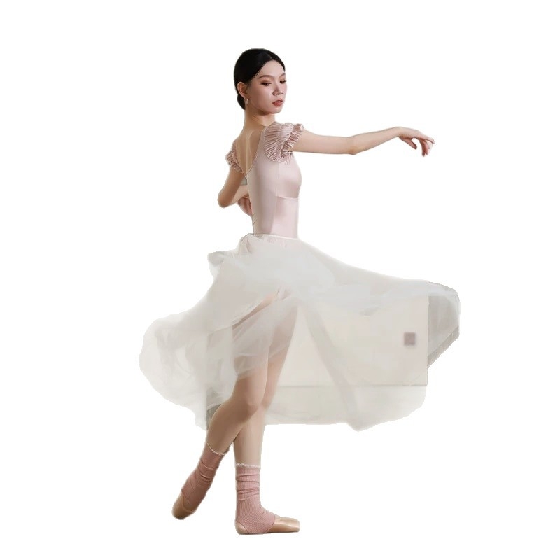 Body de dans pentru femei – material nylon cu căptușeală Spandex, mâneci puff, culoare solidă; potrivit pentru balet, gimnastică și yoga