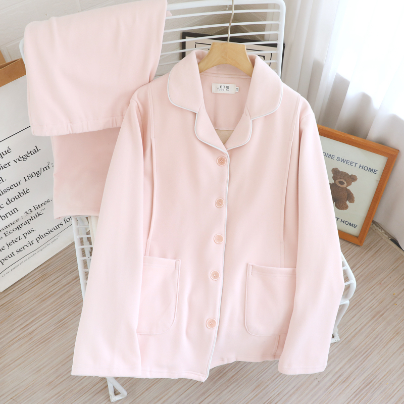 Porodna pidžama za zimu – kućni loungewear s kardigan krojem, Derong termo poliester 80–90%, dugi rukavi, hlače