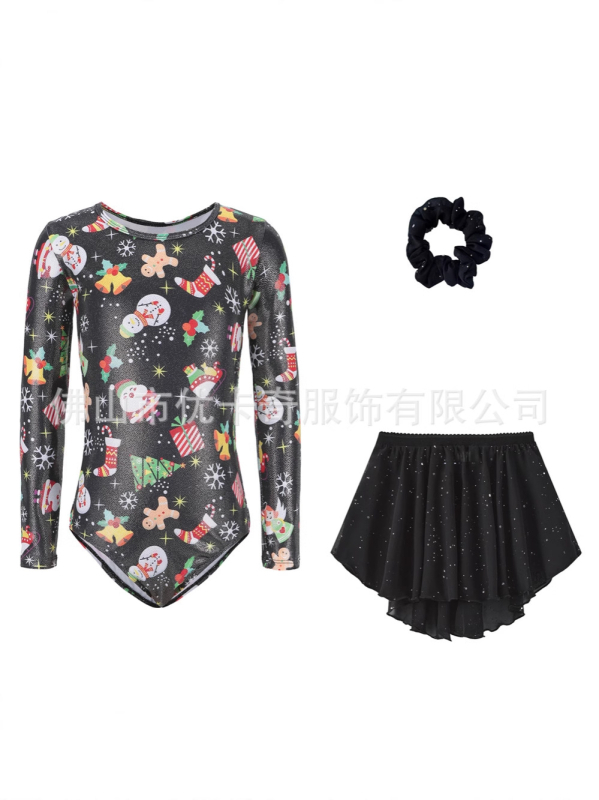 Dječji baletni trening odijelo s tila suknjom (90% poliester + 10% elastan; Mekan materijal; Dobna skupina 3–8 godina)