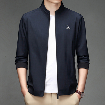 Geacă de toamnă pentru bărbați, cu guler înalt și fermoar, model pătrățos (material poliester; căptușeală 100% poliester; croială lejeră; mâneci lungi)