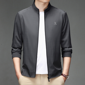 Geacă de toamnă pentru bărbați, cu guler înalt și fermoar, model pătrățos (material poliester; căptușeală 100% poliester; croială lejeră; mâneci lungi)
