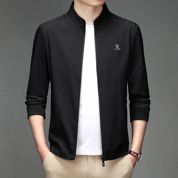 Geacă de toamnă pentru bărbați, cu guler înalt și fermoar, model pătrățos (material poliester; căptușeală 100% poliester; croială lejeră; mâneci lungi)