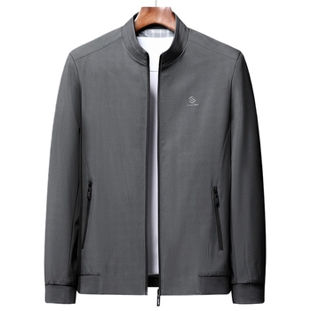 Geacă de toamnă pentru bărbați, cu guler înalt și fermoar, model pătrățos (material poliester; căptușeală 100% poliester; croială lejeră; mâneci lungi)