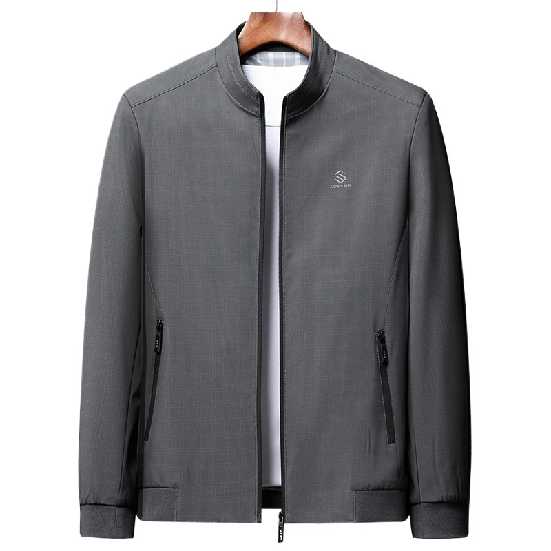 Geacă de toamnă pentru bărbați, cu guler înalt și fermoar, model pătrățos (material poliester; căptușeală 100% poliester; croială lejeră; mâneci lungi)