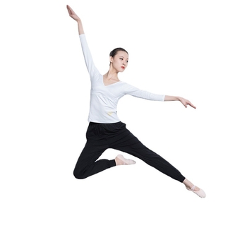 Pantaloni de dans moderni, material din bumbac 80% bumbac, căptușeală 95% bumbac, unisex adulți, potriviți pentru balet, teatru, dans latino, dans popular