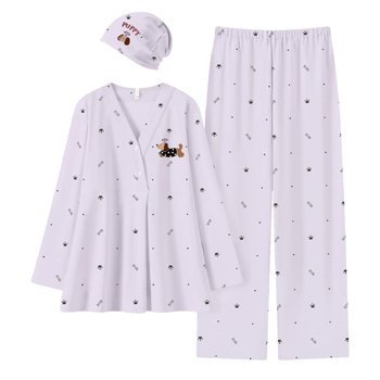 Queen Panda postpartum kućni set za dojenje s ulošcima za dojilje, 95–100% pamuk, V-izrez, dugi rukavi, hlače, zima