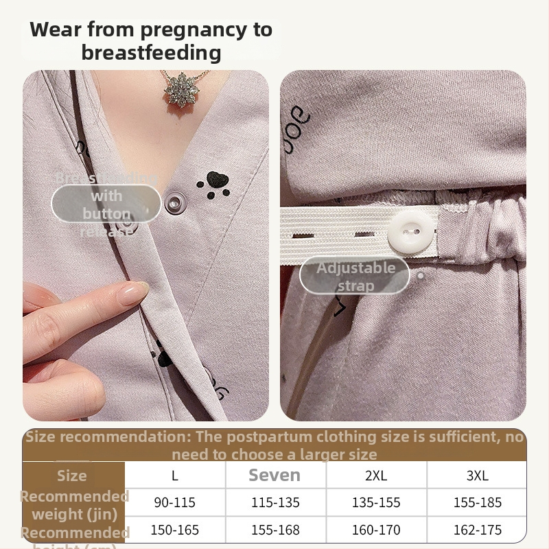 Queen Panda set po pôrode na domáce nosenie s vložkami na dojčenie, 100% bavlna, V- výstrih, dlhé rukávy, nohavice, zima